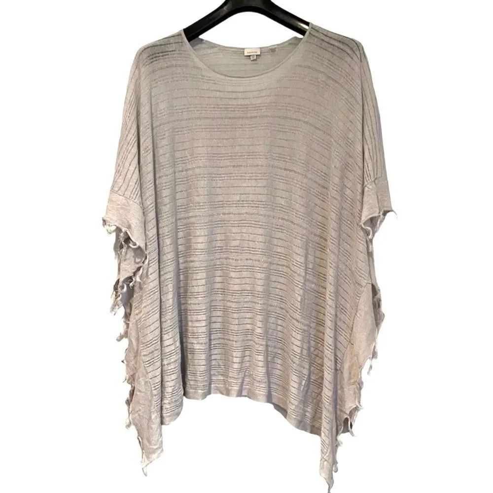 Kinross Fringe Openwork Linen Poncho One Size